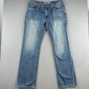 Ariat Jeans Mens 38x38 Blue M4 Low Rise Bootcut Denim Heavy Thick Stitch Rodeo